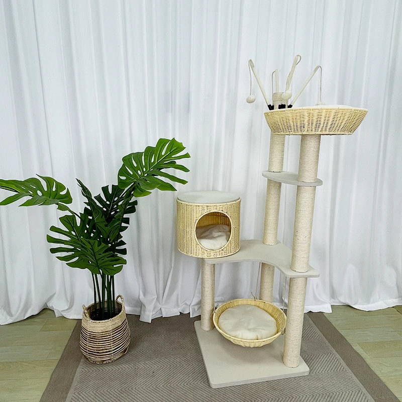 

YXT Cat Tree Woven Rattan Cat Climbing Frame Comprehensive Cat Tree Pet Furniture Four Seasons Cat Scratching Tree