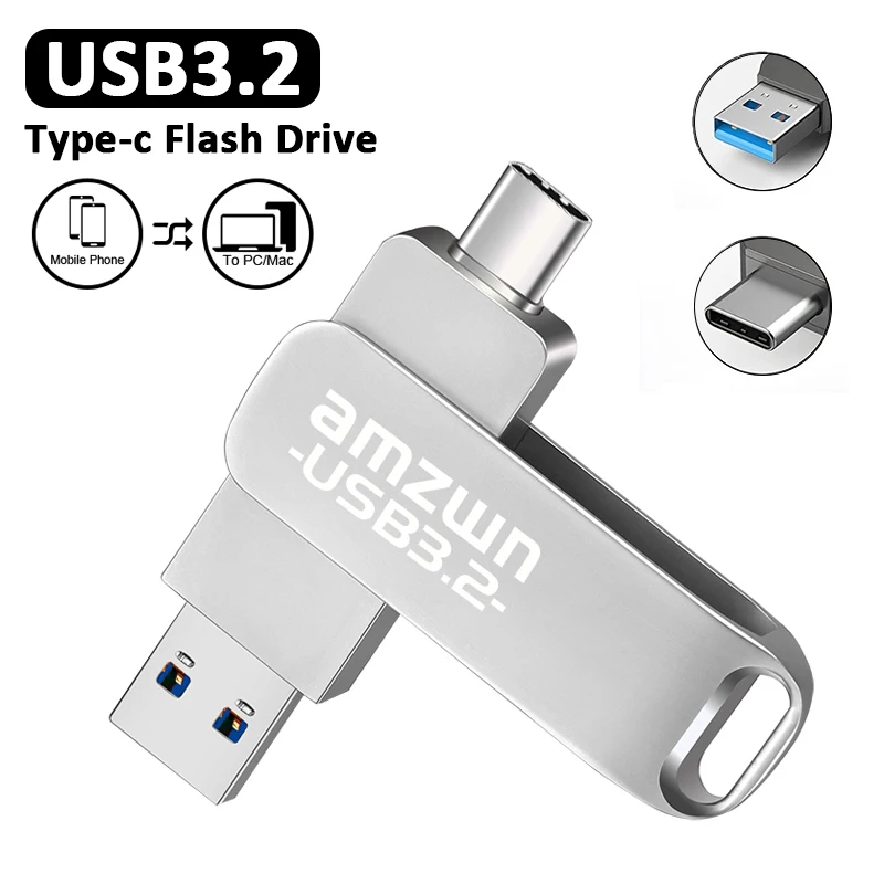 USB3.2 Type C Flash Drive 128GB Pendrive High Speed Dual Memory Stick For Smartphone Laptop OTG 2 in1 Metal U Disk