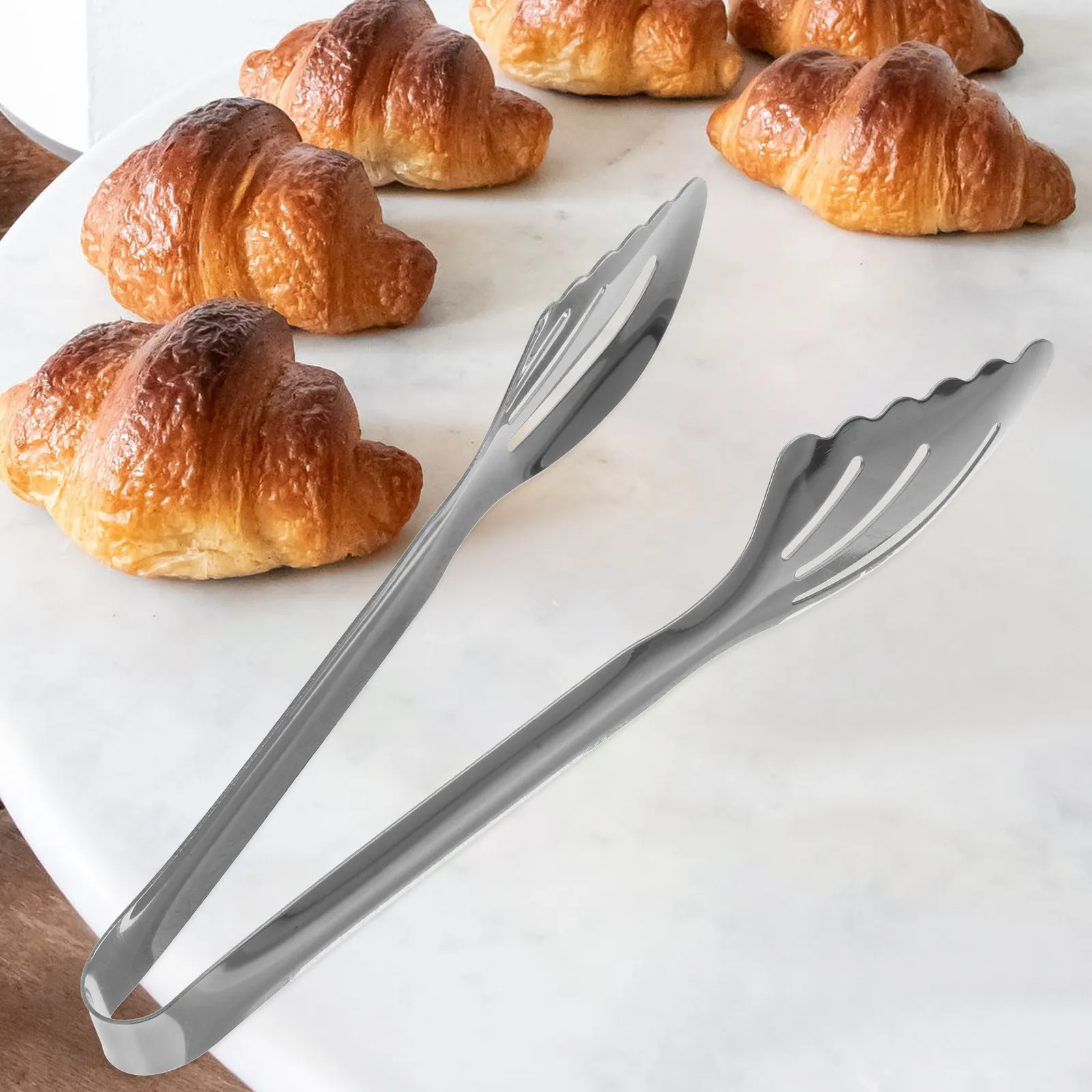 

Food Tong Stainless Steel Multi Functional Kitchen Tongs Smooth Handle for Baking Cooking Serving Buffet Food Clip