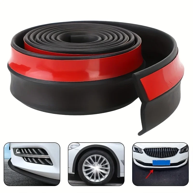Protector de Parachoques Delantero Universal de 2.5m, Protector de Labios para Parachoques de Coche, Pegatinas Protectoras, Tira de Goma para Parachoques Delantero de Coche