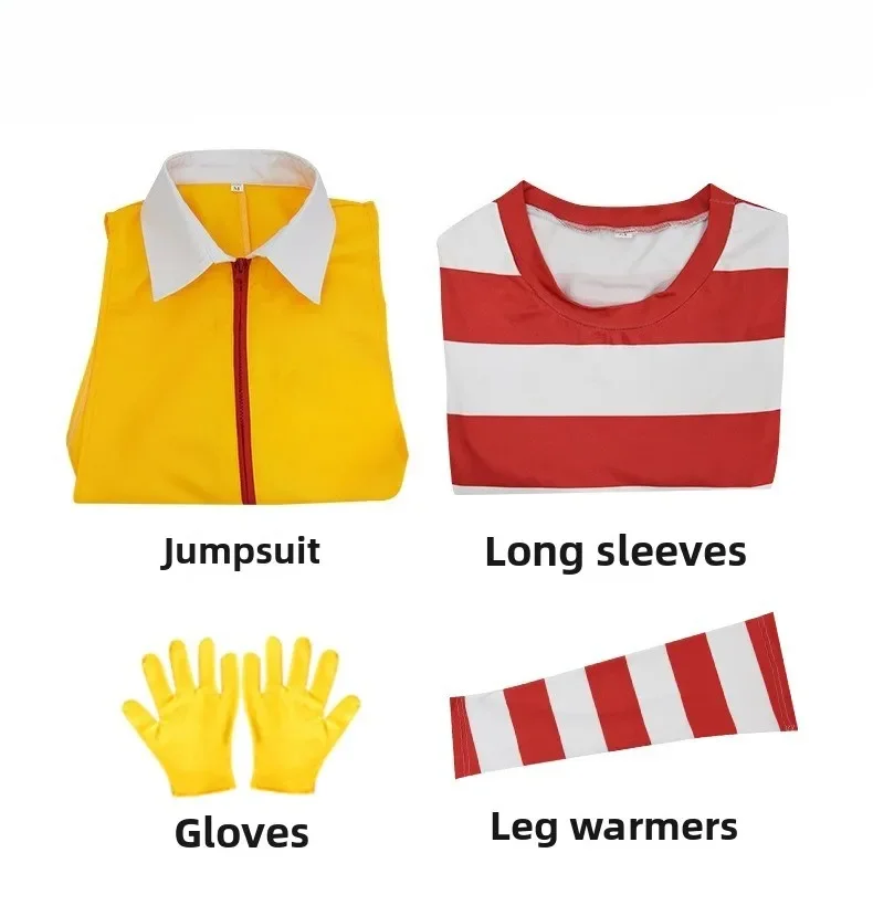 M Uncle Clown Cosplay Anime Parent-Child Costume Jumpsuits Fastfood Yellow Clown Clothing for Kids Adult Halloween Christmas sui