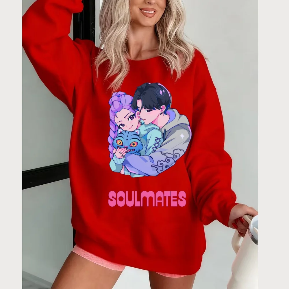 سترة بغطاء للرأس مطبوعة بنمط KPop Demon Hunter، سترة عصرية، ملابس فضفاضة غير رسمية، ملابس الشارع تناسب الجميع