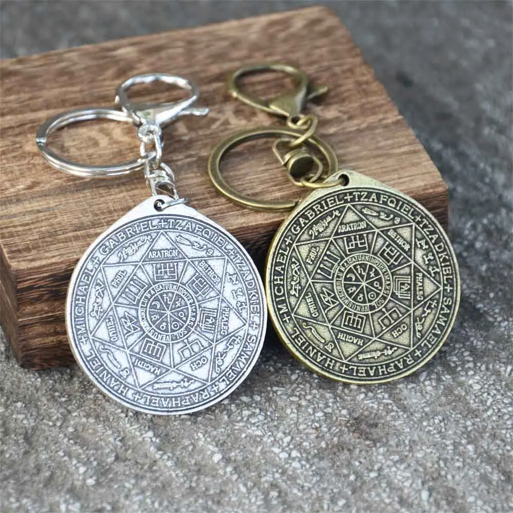 Nostalgia Seal Of The Seven Archangels Solomon Saint Michael Asterion Kabbalah Amulet Pendant Keychains For Key Car Accessories