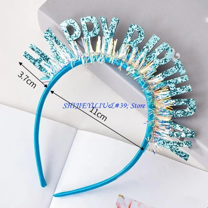 

E21F Celebration HAPPY BIRTHDAY Crown Headband Festival Teens Performances Hair Hoop