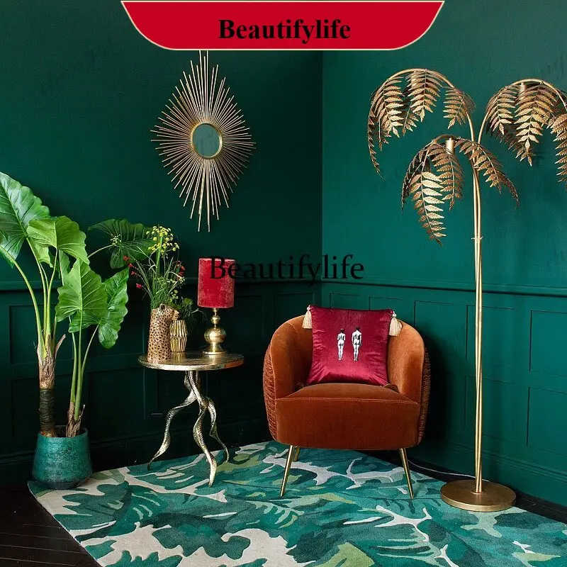 M138 American living room bedroom clothing store creative design wrought iron palm leaf sofa high-end light luxury retro