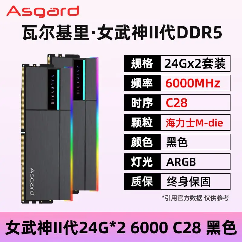 Asgard Valkyrie Gen2 DDR5 Desktop RAM 32GB/48GB 6000MHz C28, High