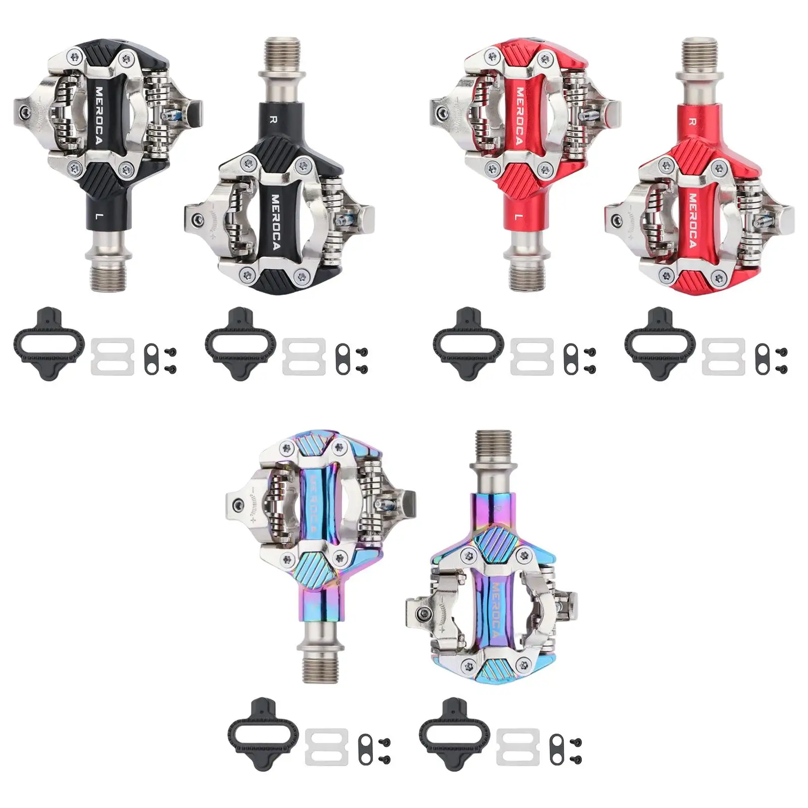 Bike Pedals Self Locking with Clips MTB Doubleside Clipless Pedal Cycling