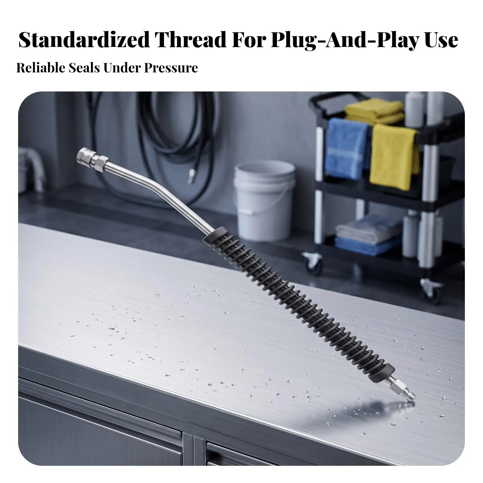 Cleaner Spray Lance Pressure Washer Extension Wand 55CM Stainless Steel Reinforced Hardware for Car Washing and Patio Cleaning
