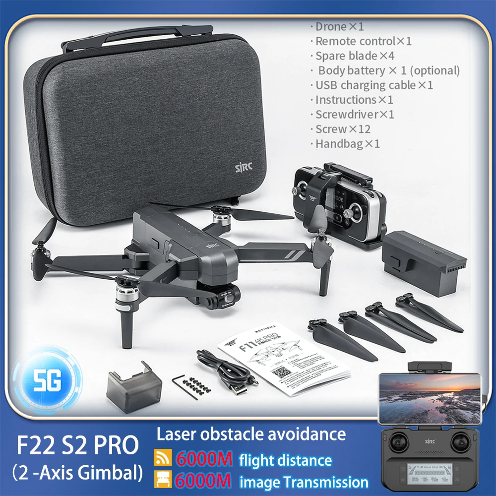 2024 F22S 4K PRO / F22 S2 PRO+ GPS Drone with Camera 2-axis Gimbal 5G FPV RC Quadcopter Obstacle Avoidance Brushless Camera Dron