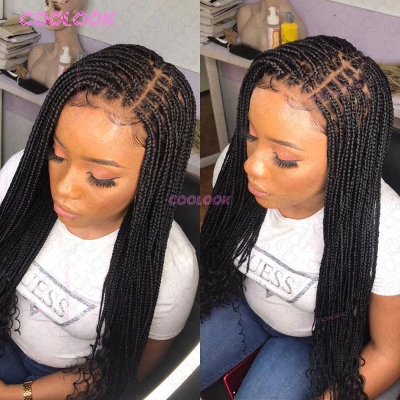 

36 "Коробчатые косички, кружевные парики, синтетические полные кружевные плетеные парики для женщин, без узлов, парик с косой, плетеные парики