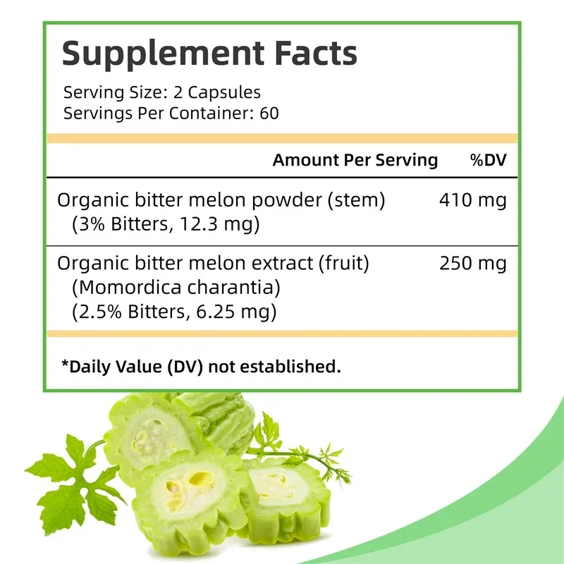 Bitter Melon Capsules - Blood Sugar Support, Weight Management, Digestive Support, Boosts Circulation and Metabolism