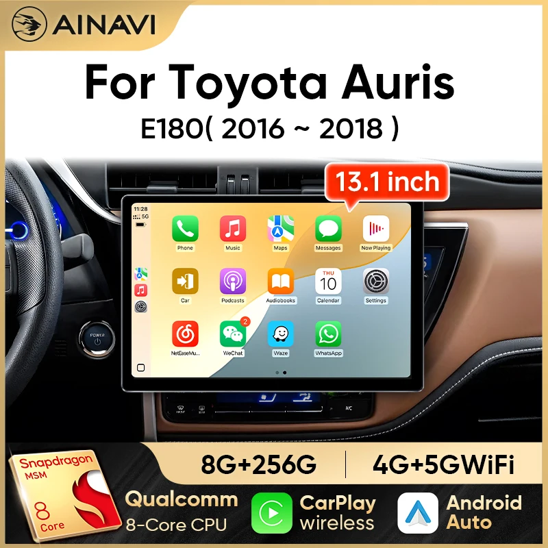 Ainavi 13,1 Zoll Autoradio für Toyota Auris 2016 2017 2018 Corolla E180 Altis Hybrid mit Carplay, Android Auto und Multimedia-Player