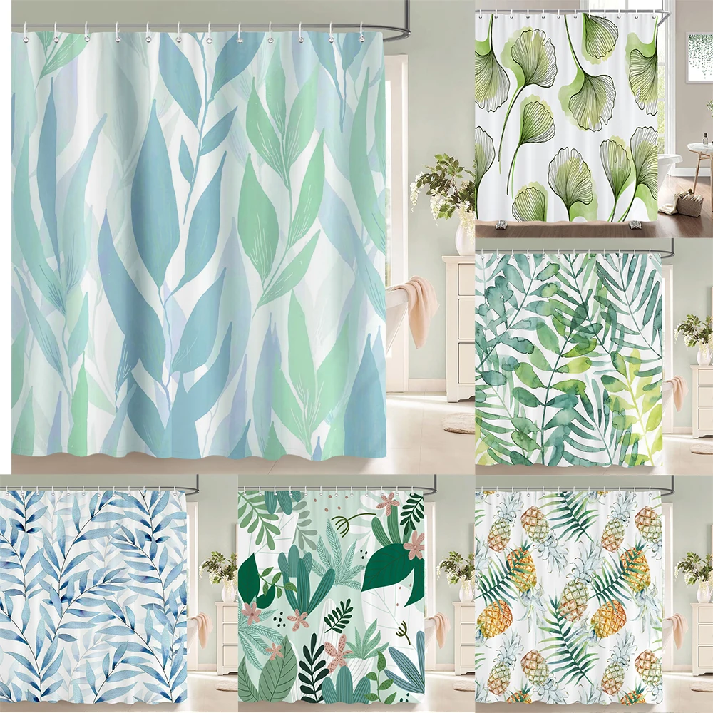 Colorful Beautiful Flowers Bath Curtain Waterproof Fabric Shower Curtains Floral Rose Printing Bathroom Screen Decor with Hooks