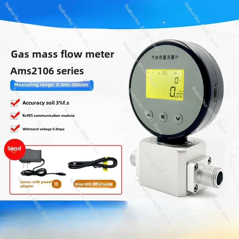 AMS2106 Series Digital Display High Precision Micro Gas Mass Flowmeter Measuring Air Nitrogen Oxygen Wide Range