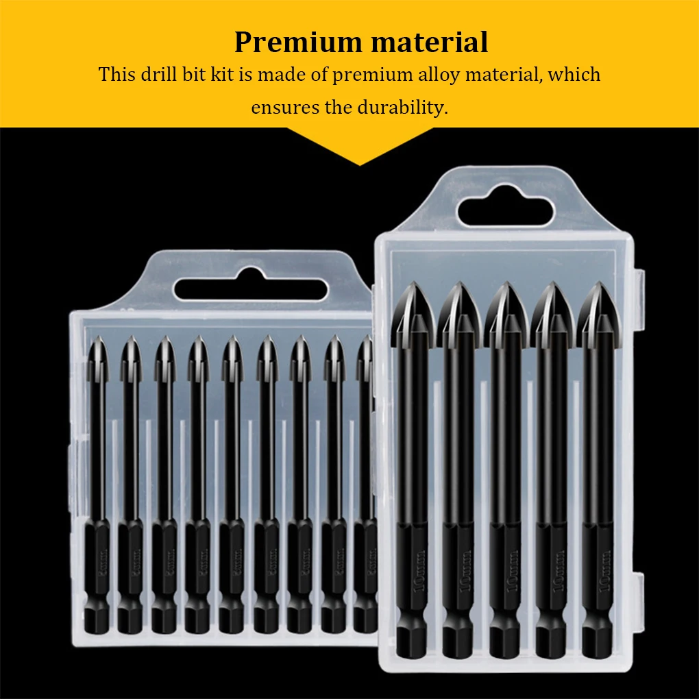 Drill Bit Kit Carbide Point Spear Head Glass Punch Multipurpose Workmanship Compact Size Brick Hole Punches 【6+6+8+10+12】