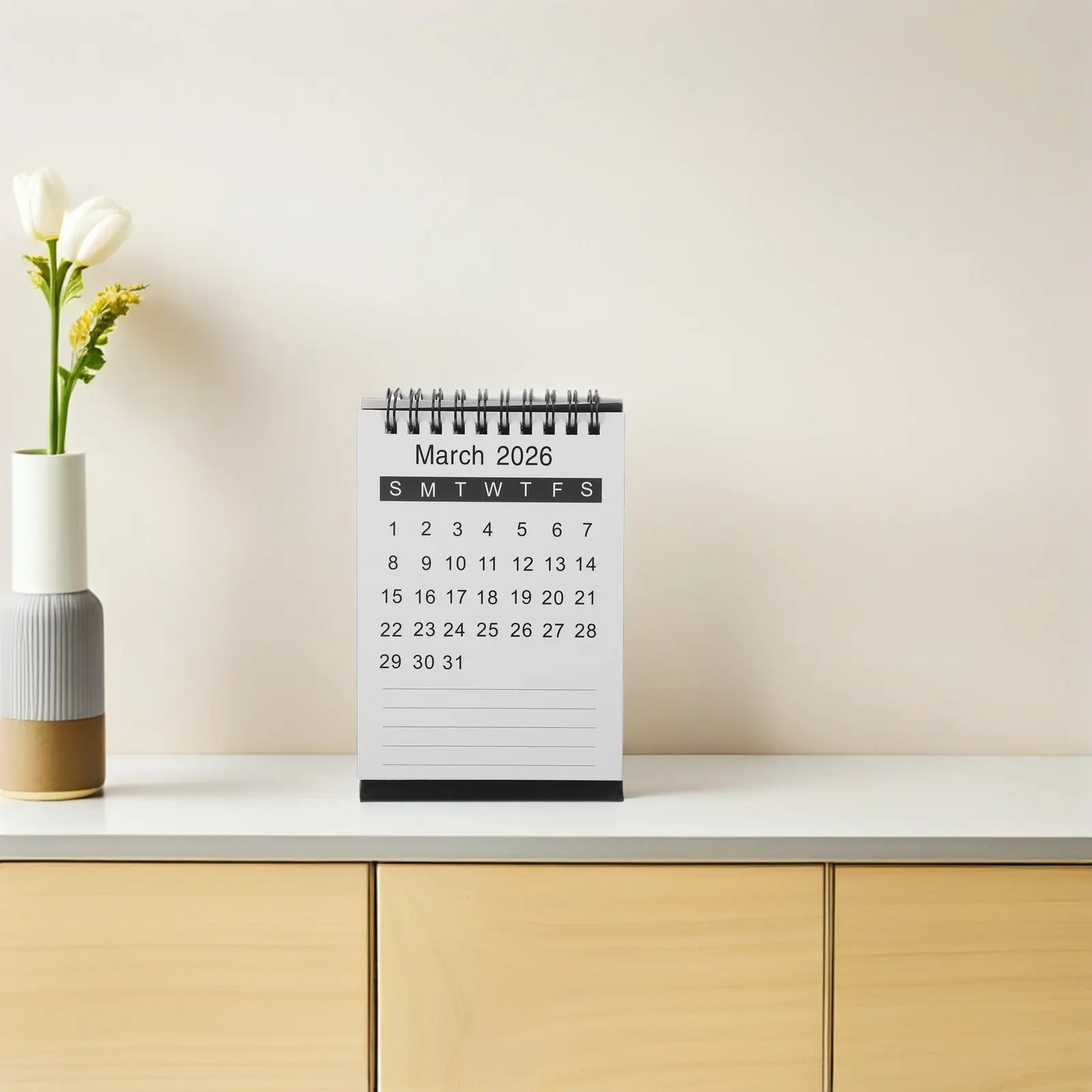 

2Pcs Small Desktop Calendar 2026-2027 Mini Standing Flip Desk Calendar for Teachers Students Office Workers Cute Elegant Table