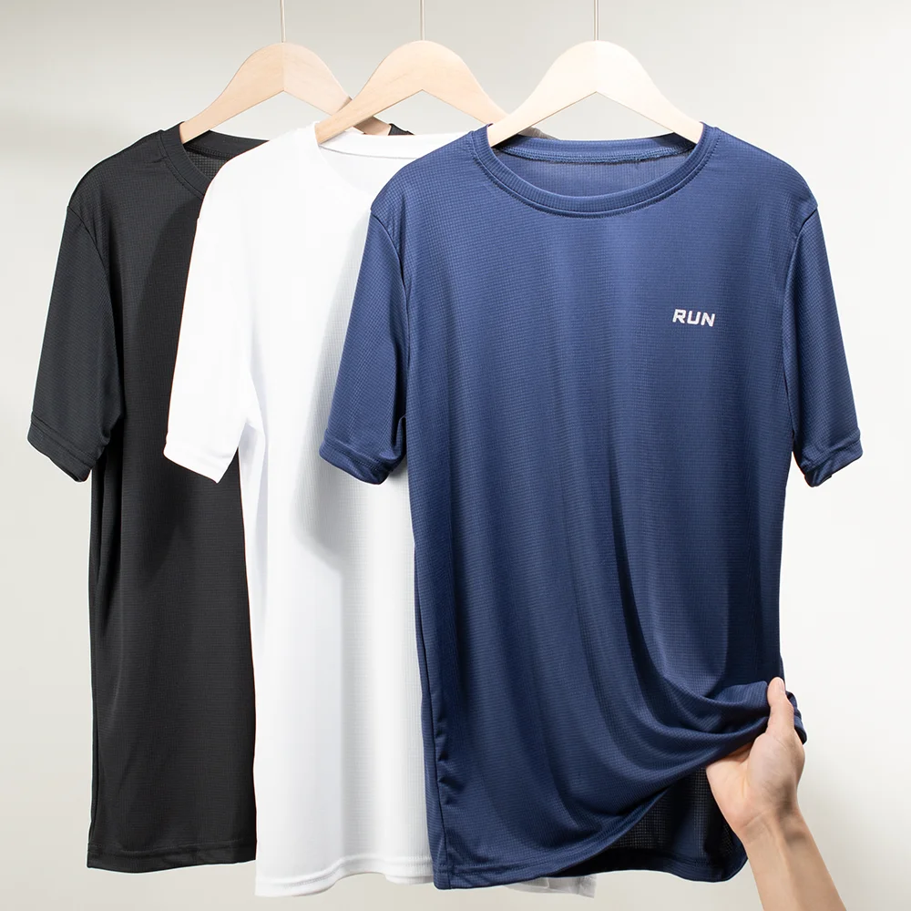 1/2 Pcs Men's Quick Dry Short Sleeve Running Moisture Wicking Round Neck T-Shirt Man Lightweight Breathable Gym Sport Shirt Tops