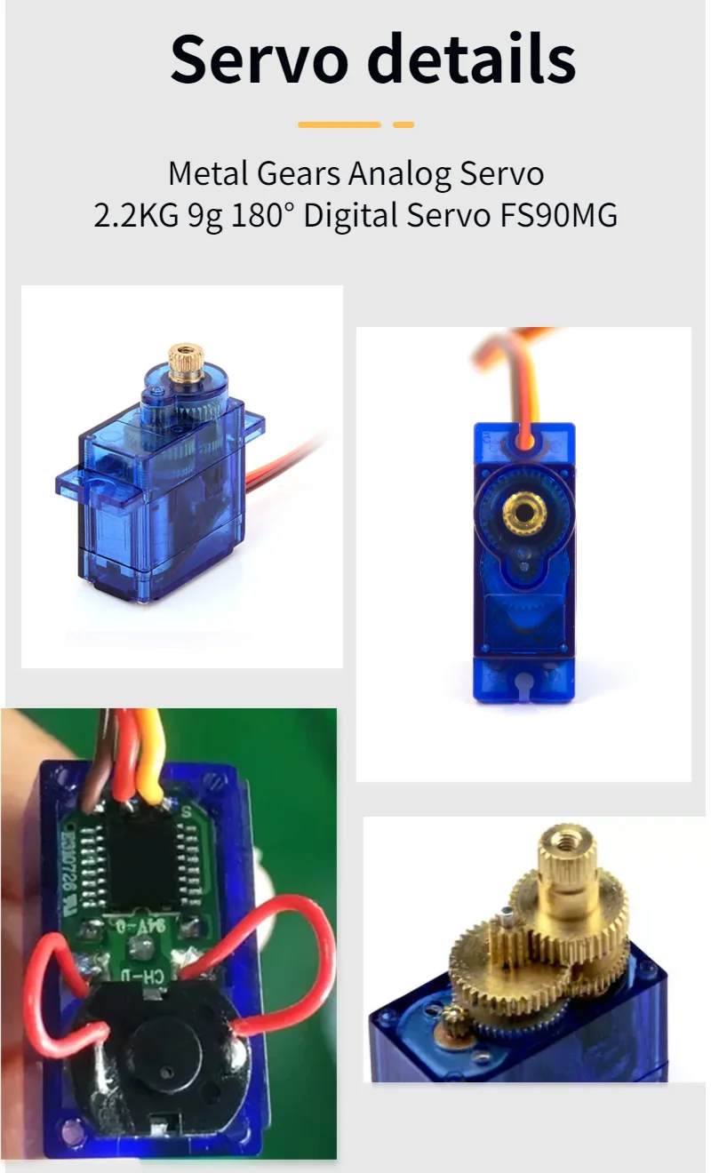 10PCS FS90MG 6V 1.8kg PWM Metal Gear Digital Gear Servo For Smart Robot Car Toy Stem Education Robot Kits Micro:bits Primary Sch