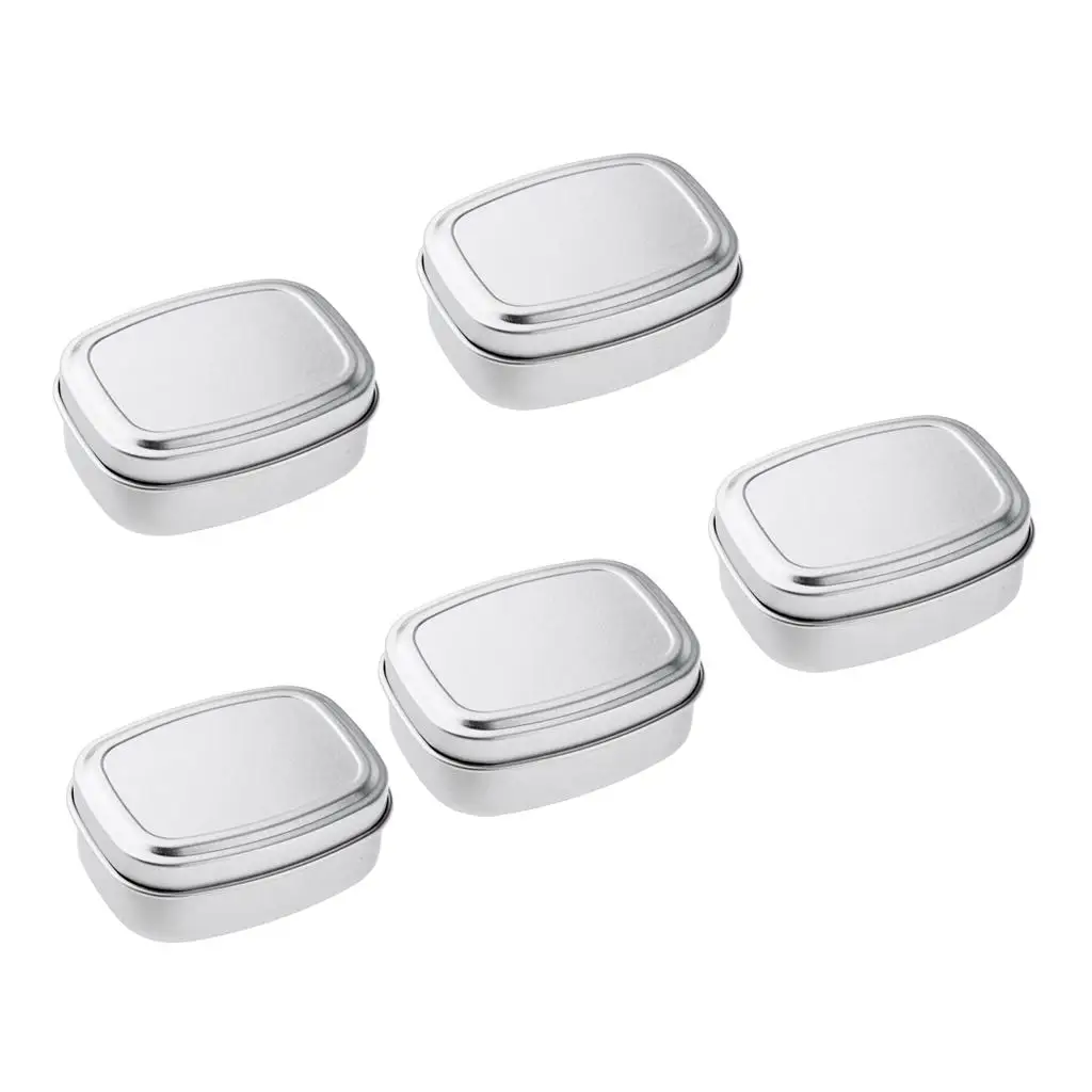 5pcs 60ml Square Aluminium Tin Pots Cream Salves Herbs Jars Container Case