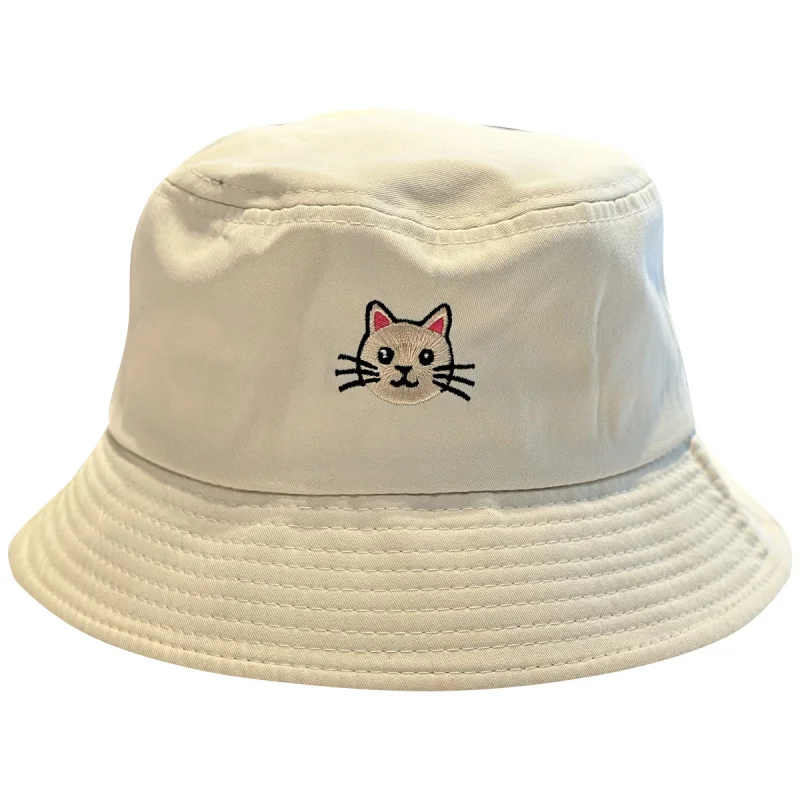 Korean-Style Women's Embroidered Fisherman Bucket Hat Summer Casual Double-Sided Sunshade Versatile Wide Brim Hat