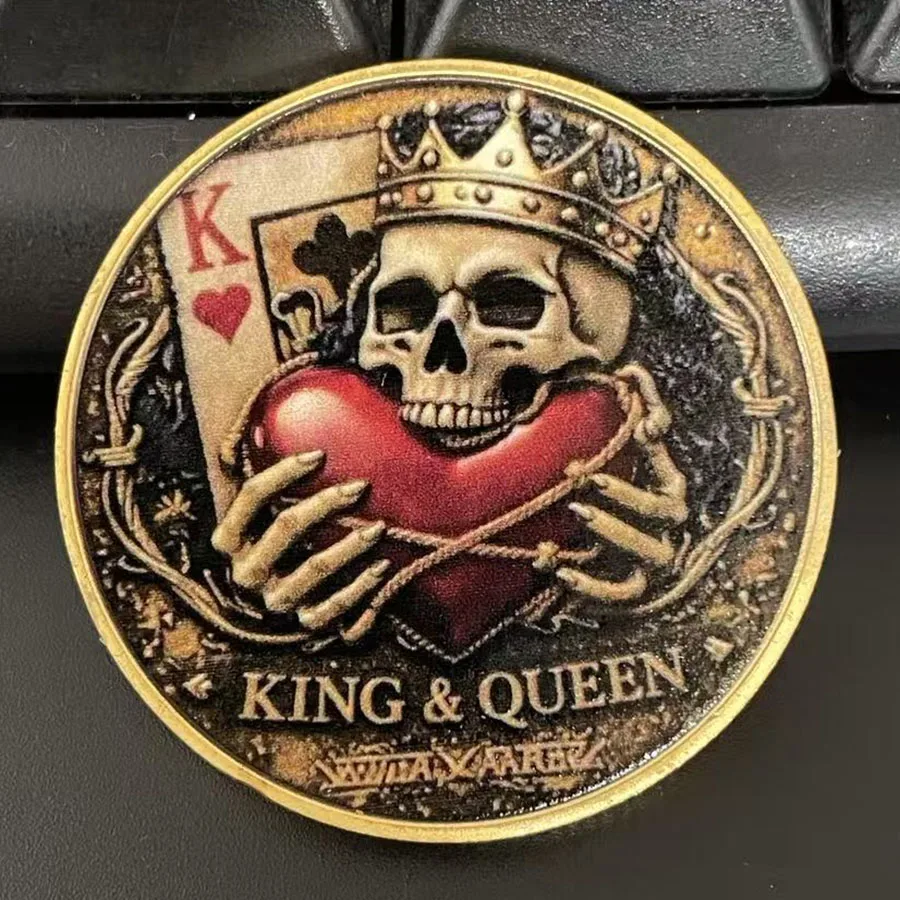 Moneda de recuerdo Rey y Reina Alma Gemela, Moneda de colección Calavera y Corona, Regalo