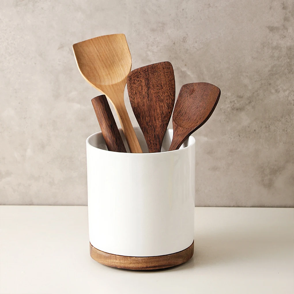 360° Rotating Base Kitchen Utensils Holder Organizing Tableware Utensils Holder For Kitchen Counter