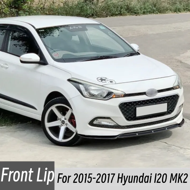 For 2015-2017 Hyundai I20 MK2 ABS Plastic Car Front Bumper Splitter Lip Chin Spoiler Body Kit Protector Guard Exterior Accessori