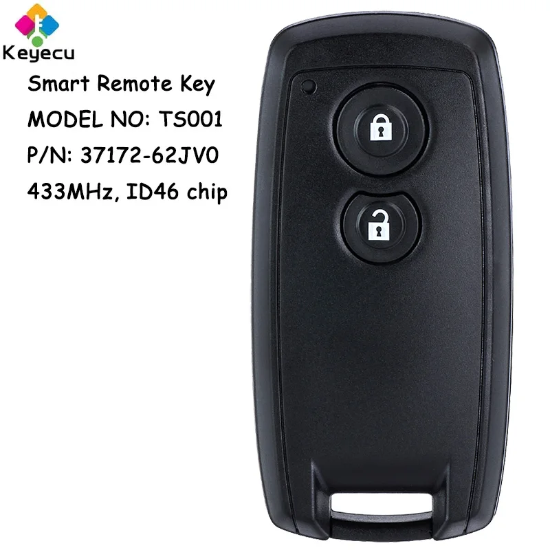 KEYECU Smart Remote Key With 2Btns FSK 433MHz ID46 Chip for Suzuki Grand Vitara Swift SX4 2005-2014 Fob Model: TS001 37172-62JV0