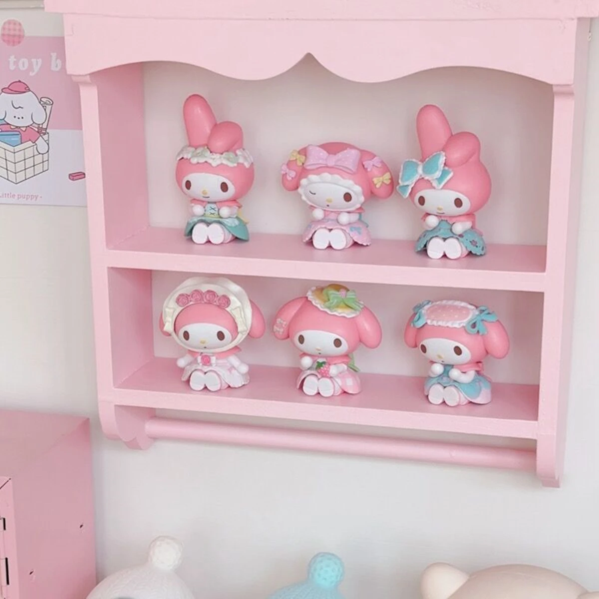 Japanese Kawaii Pink Bedroom Shelves, Wall-Mounted Cosmetic Wooden Storage Rack, Girly Heart