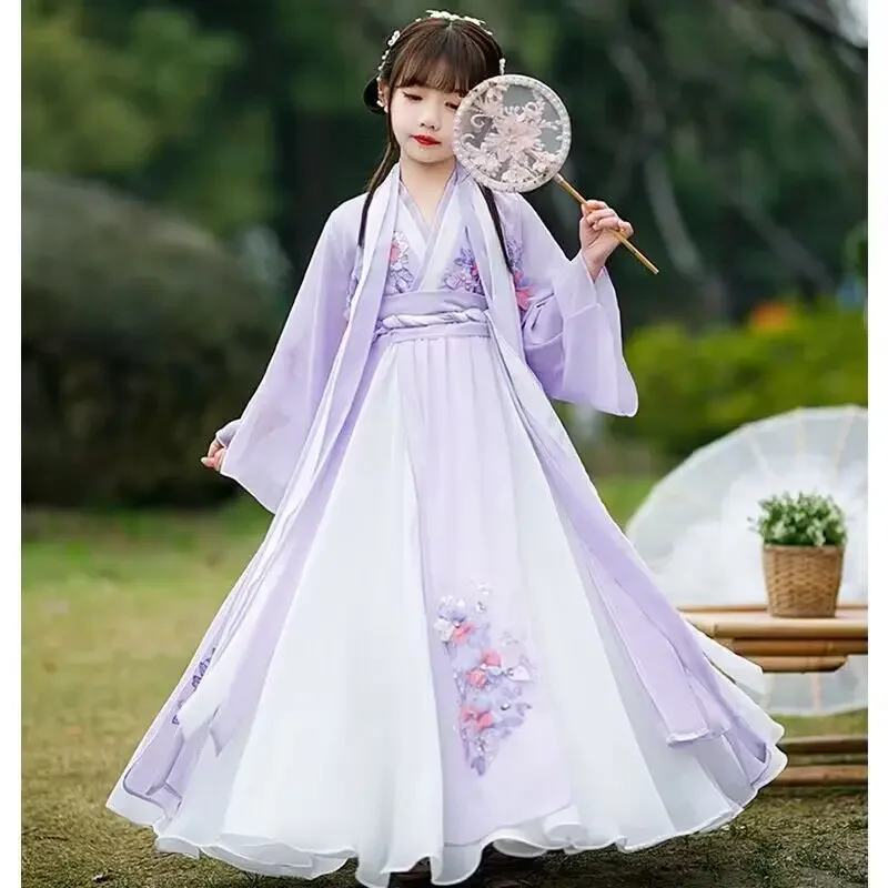 

Hanfu Dress Baby Girls Children New Year Costume Chinese Ancient Carnival Cosplay Costume Purple Hanfu Dress Kids Babies 3T -16T