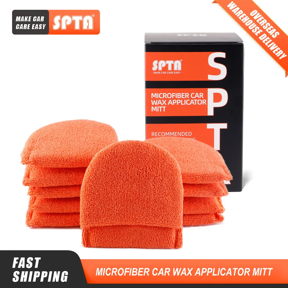 SPTA 10Pcs 125mm Microfiber Car Wax Applicator Pad Polishing Sponge for Auto Wheel Hub Paint Cleaner