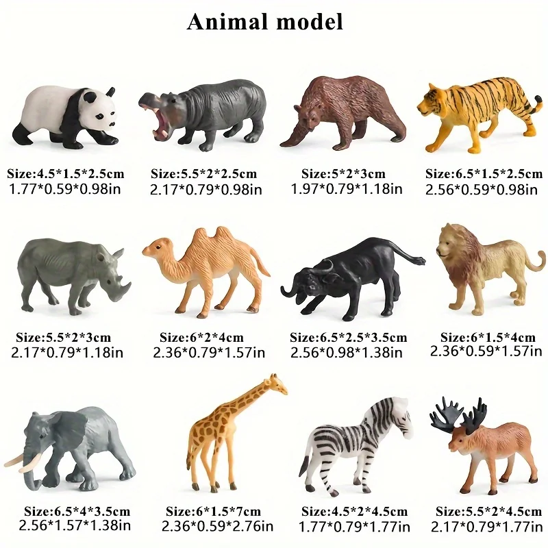 12ps Marine Life/ Wildlife Animal/ Dinosaur/ Poultry Figures Set - Realistic Plastic Miniature Educational Playset Learning Toys