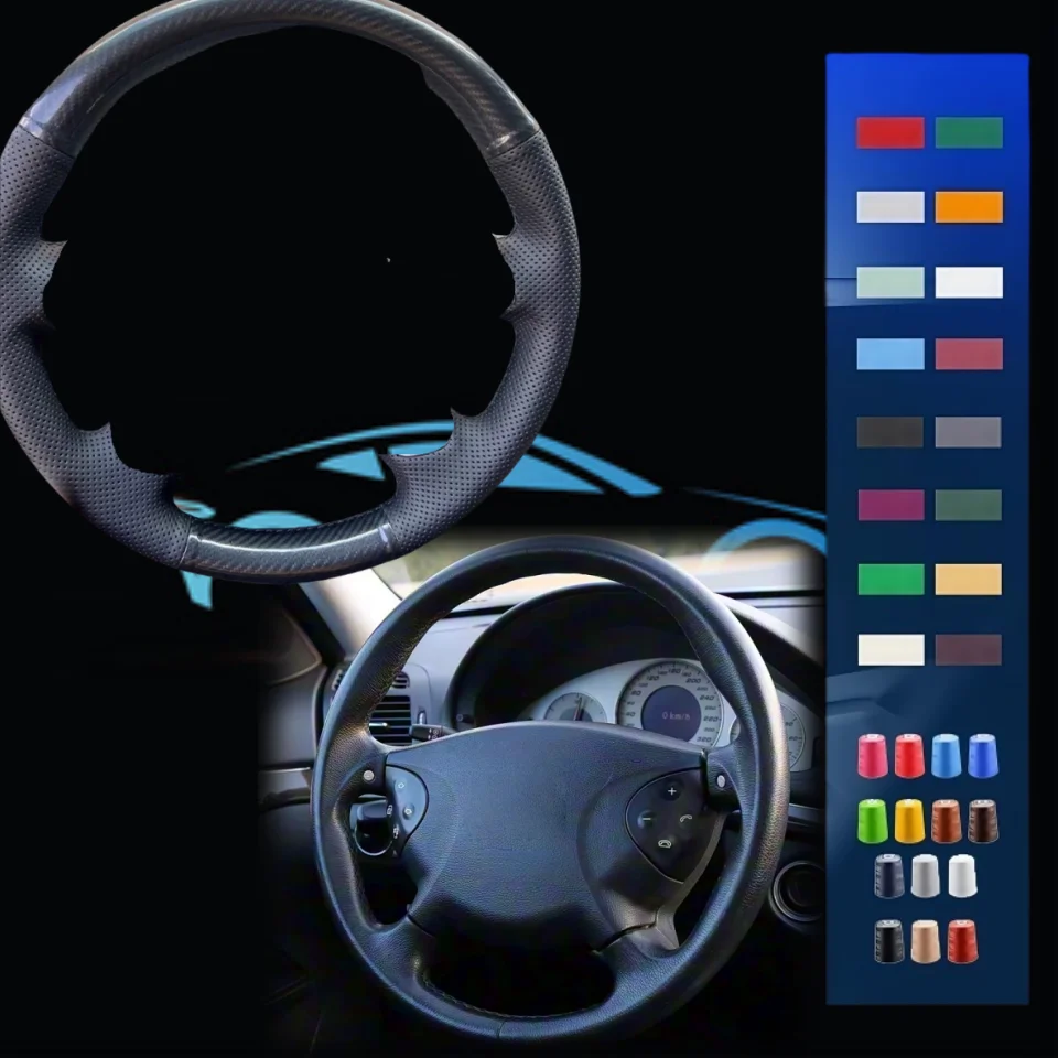 Hand-stitched Carbon Fiber Car Steering Wheel Cover For Mercedes Benz E-Class W211 G-Class W463 2002 2003 2004 2005 2006 2007