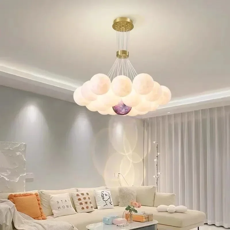 Modern Home Decoration Lustre Pendant Lights Designer 3D Print Planet Led Lamp Living Room for Dining Bedroom Hanging Chandelier