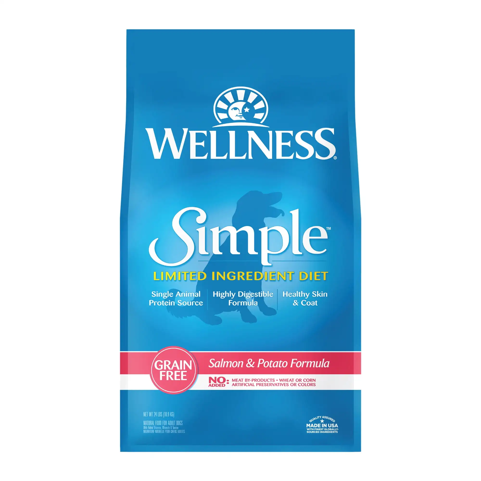 

Wellness Simple Natural Grain Free Limited Ingredient Dry Dog Food, Salmon & Potato Recipe, 24lb Bag