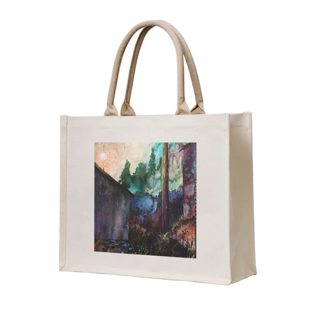 

Neon Night Watercolor Painting Tote Bag Shopper Large bags for women Canvas stote bag