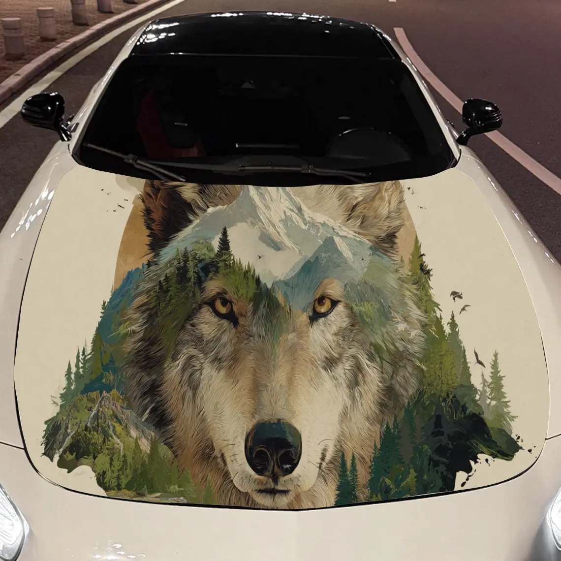 Wild Wolf print,car hood stickers,PVC waterproof Self adhesive car hood sticker,car hood decoration protection stickers,Auto Acc