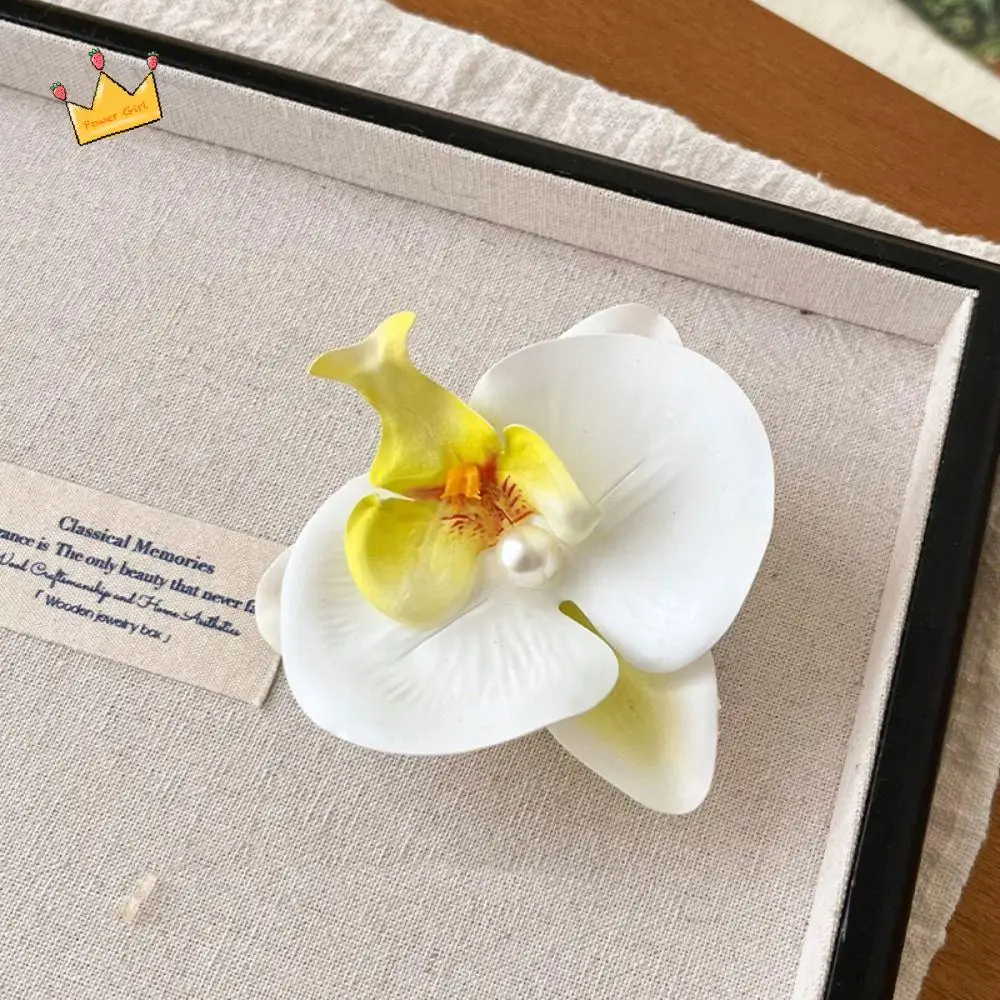 

Cloth Flower Hair Clip Butterfly Orchid Pearl Orchid Flower Hairpin Female Hair Accessories Bohemian Style Girl Hair Clip