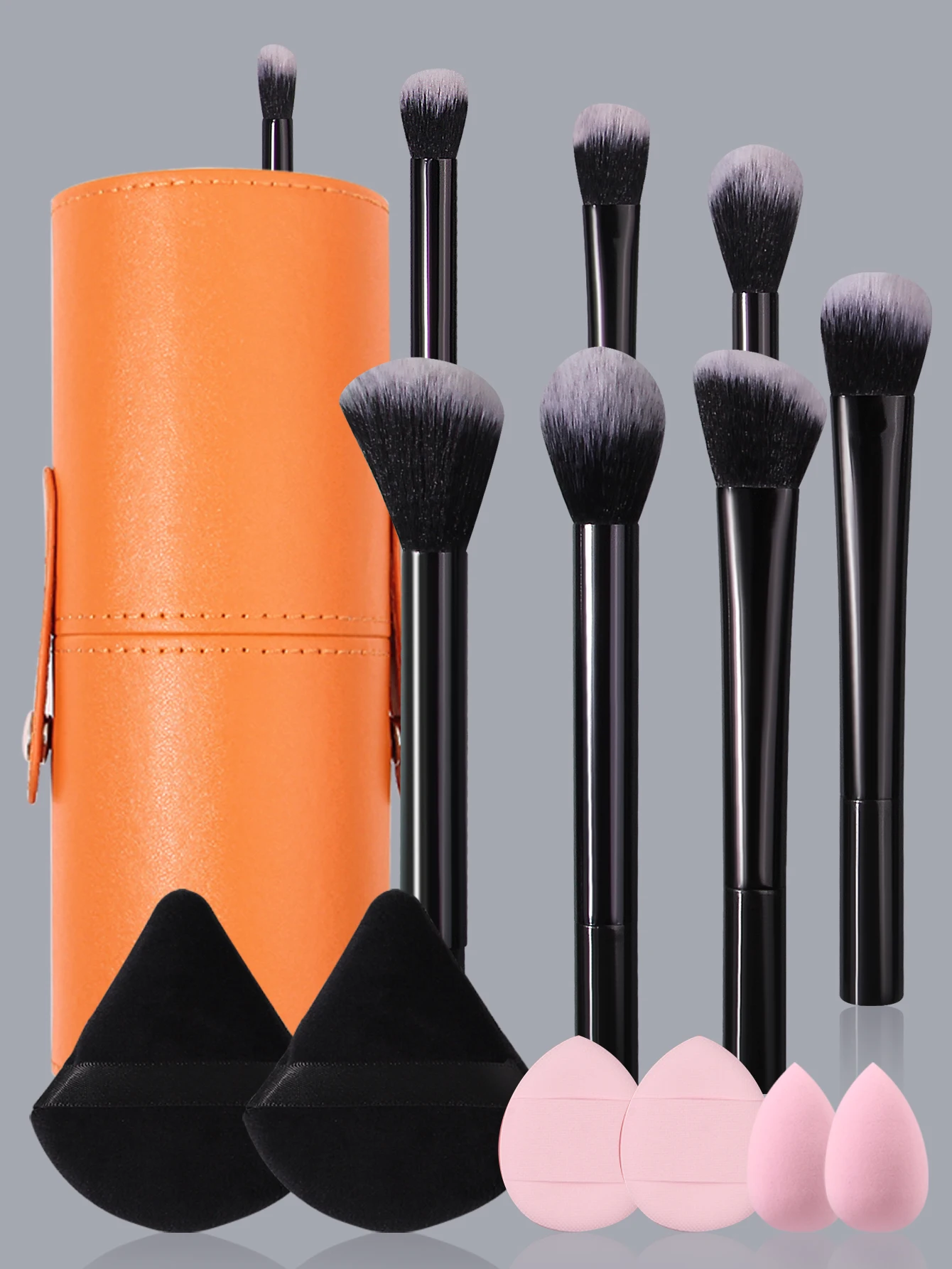 8 pçs pincéis de maquiagem 4 esponja puffs 2 mini liquidificadores de beleza com balde de armazenamento cerdas macias látex-livre para viagens diárias makeuptool