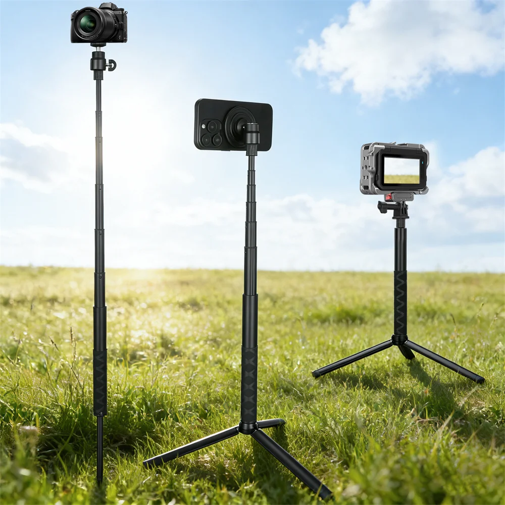 

Магнитный штатив для гольфа для iPhone/Gopro, монопод-штатив, селфи-палка с держателем для телефона + крепление для Gopro для тренировок по гольфу
