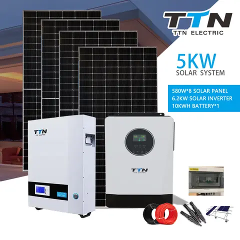 Completo Solar Suite 20Kw 30Kw 50Kw Sistema di generazione di energia solare domestica Pannello sistema solare ibrido 10Kw 1000w 10000W trifase