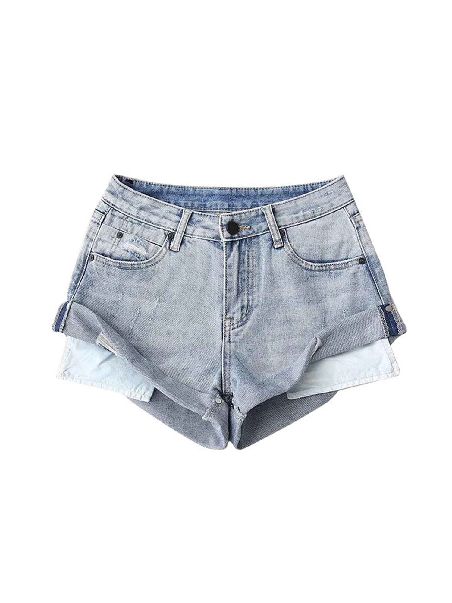 Women's Blue Jeans Shorts Ripped Denim Shorts High Waist Mini Hot Cowboy Pants Y2k Gyaru Vintage Beach Jeans Micro Shorts Summer