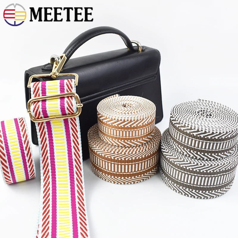 2/5M Meetee 38/50mm 2mm Thick Polyester Jacquard Webbing Knapsack Strap Bag Belt Ribbon Band Sewing Bias Tape Decoration Trim