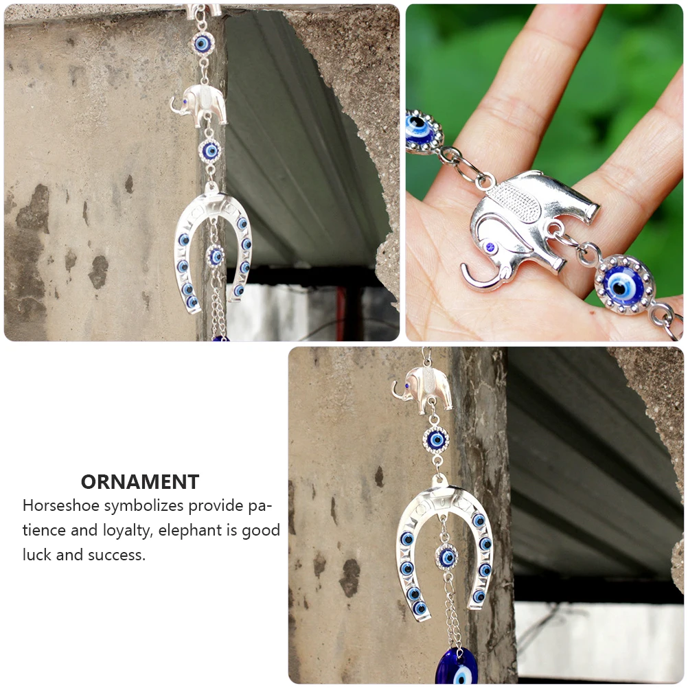 

Glazed Blue Eyes Hanging Pendant Horseshoe Elephant Shape Blessing Decor Ornament Bracelet Charm Jewelry Evil Protection Lucky