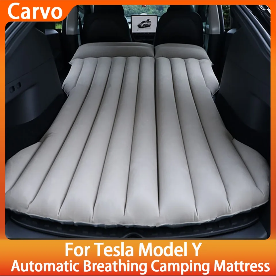 ل تسلا ModelY بولي كلوريد الفينيل نفخ مرتبة هوائية التخييم في الهواء الطلق نفخ خاص الجلد المدبوغ النسيج سيارة سرير سفر للطي بساط نوم