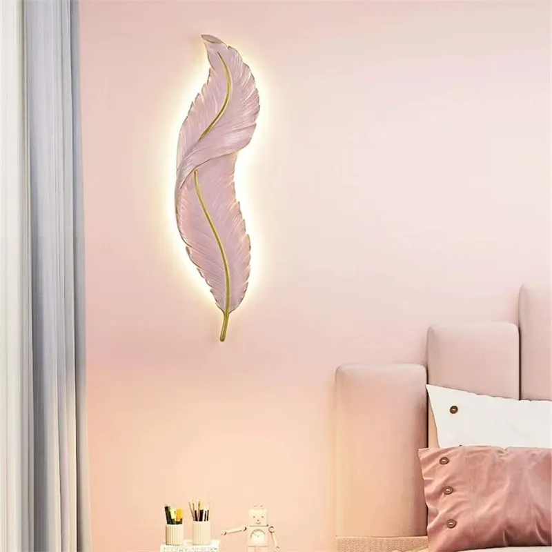 Imagem -03 - Nordic Led Feather Wall Lamp Arte Branca Luzes de Cabeceira Simples Luz de Varanda Simples Designer Luz Decorativa do Quarto