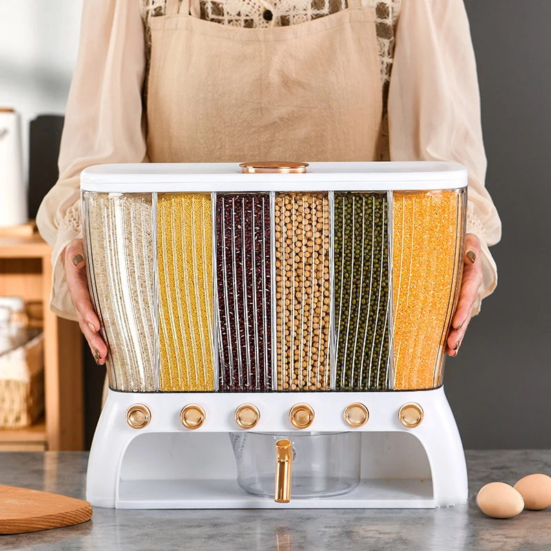 

Hot Sale Beans Grain Sealed Storage Box Kitchen Storage Food Containers Rice Bucket Cereal Dispenser