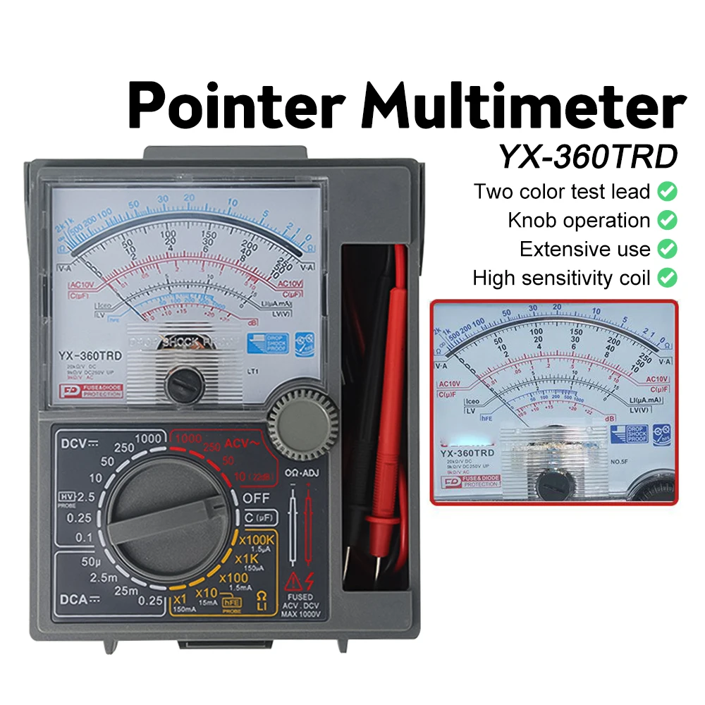 YX-360TRD MINI Multimeter Portable Electric Analog Multitester Voltmeter Ammeter AC / DC Voltage Current OHM Multi Meter Tester