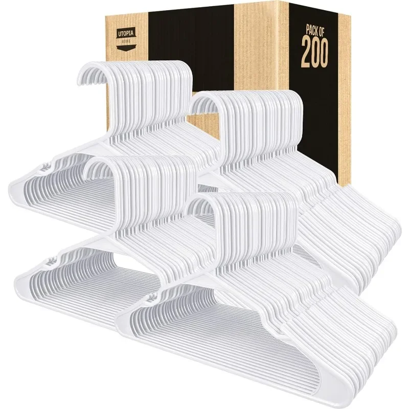 

Clothes Hangers 200 Pack - Plastic Hangers Space Saving - Durable Coat Hanger with Shoulder Grooves (White)