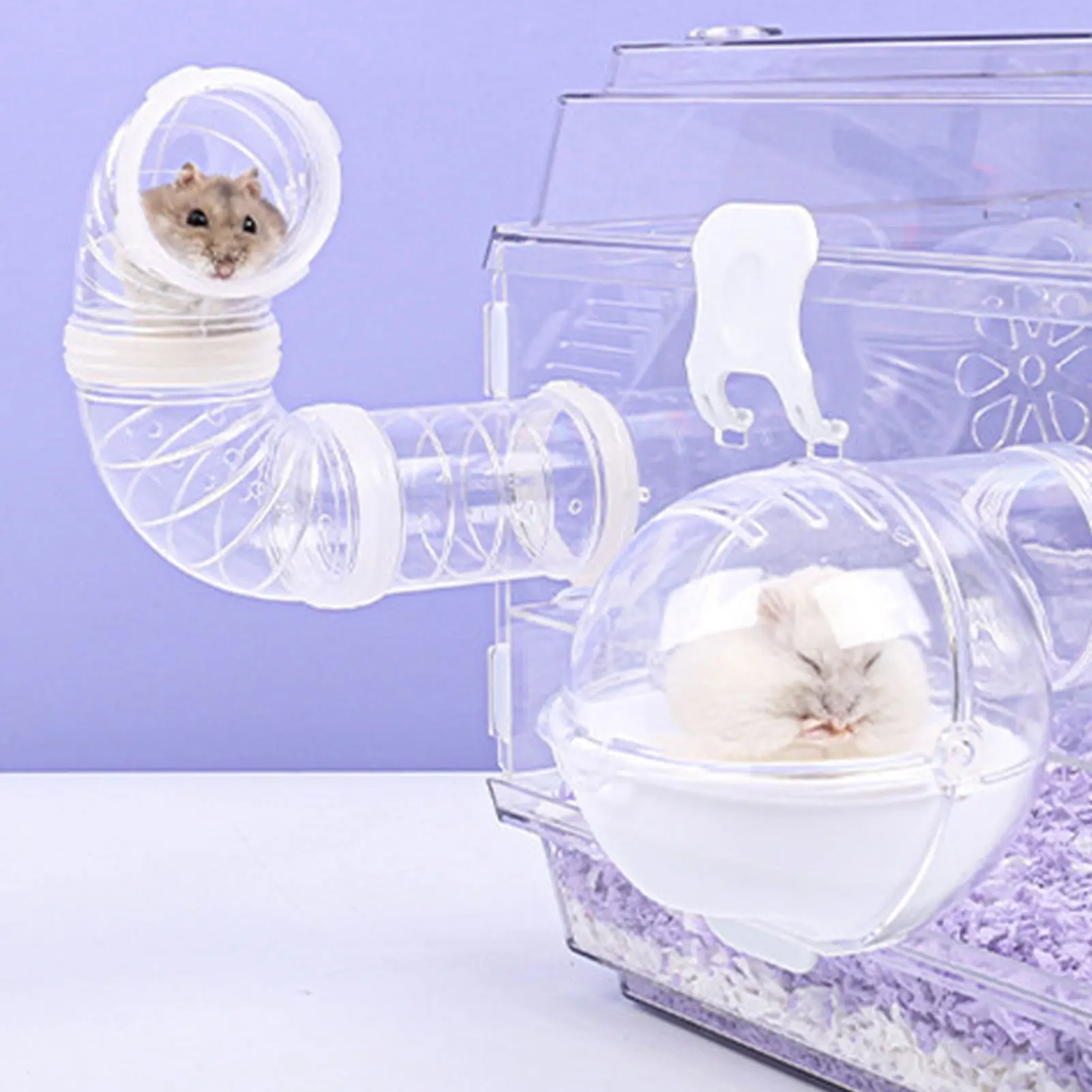 Pet Hamster Transparent Runway Toy Set Pigs Hedgehog Tunnel Playing Tools Solid Color Small Pets Animal Cage Accessories